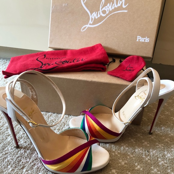 Christian Louboutin White/Multi Naseeba 120 Sandal - Picture 2 of 6